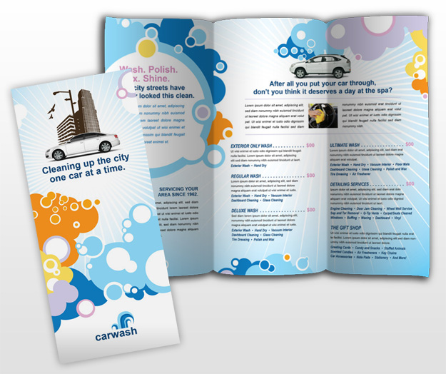 Car Wash & Detailing Services Business TriFold Brochure Templates