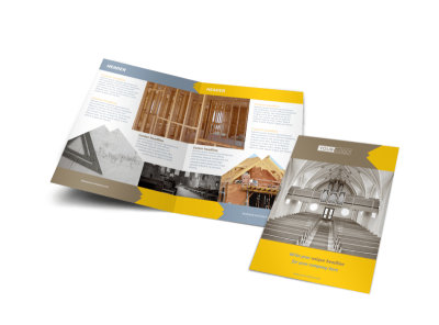 Church Construction Bi-Fold Brochure Template preview
