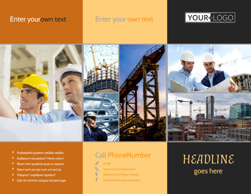 Industrial & Commercial Construction Tri-Fold Brochure Template