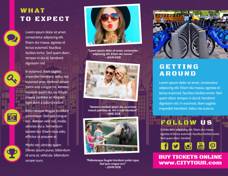 City Tour Tri-Fold Brochure Template