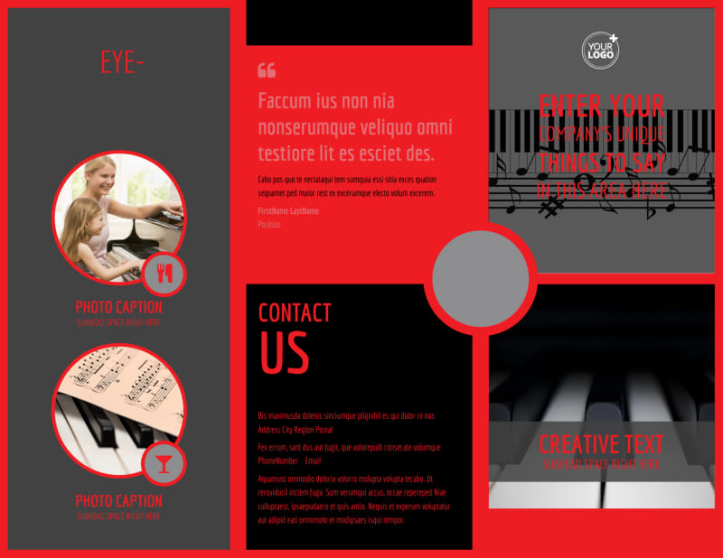 Piano Lessons Tri-Fold Brochure Template