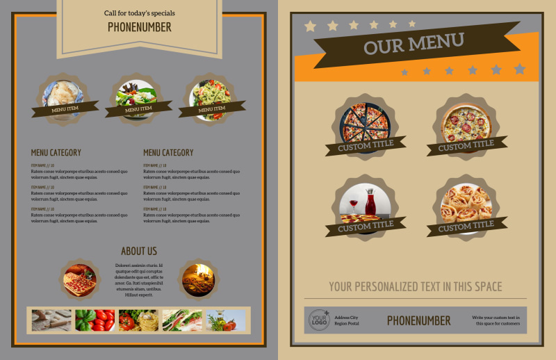 Pizza Shop Bi-Fold Brochure Template 2