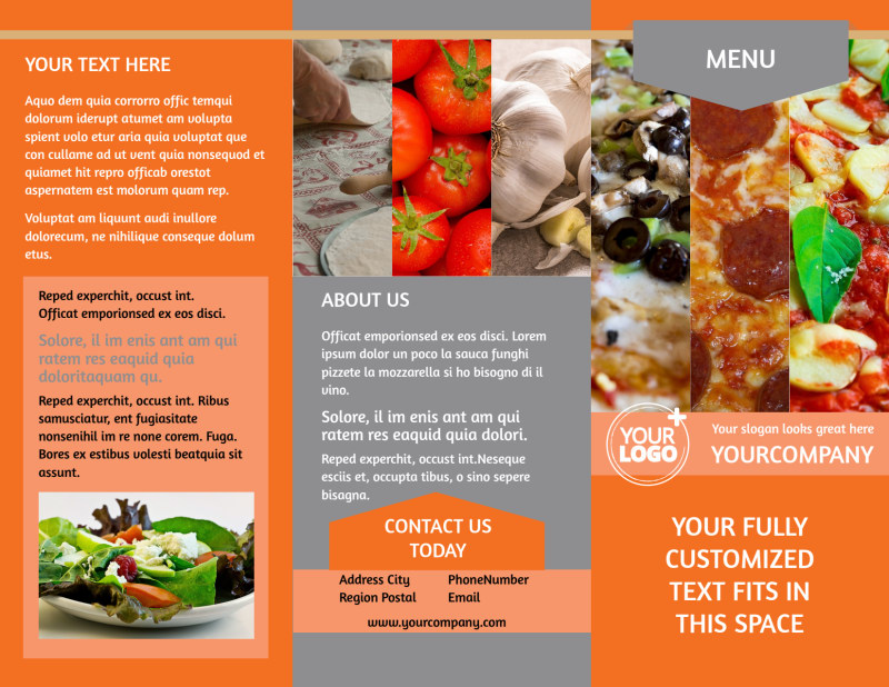 Pizza Menu Tri-Fold Brochure Template