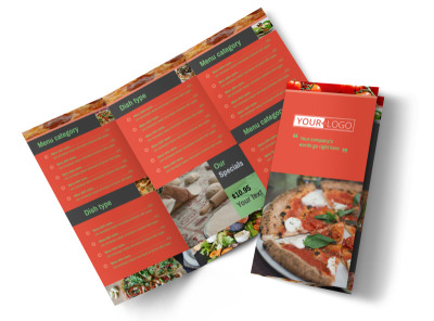Delicious Pizza Menu Tri-Fold Brochure Template preview