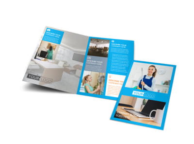 Office Cleaning Specialist Bi-Fold Brochure Template preview