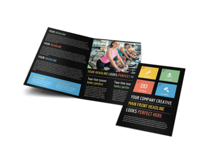 Top Fitness Center Bi-Fold Brochure Template preview