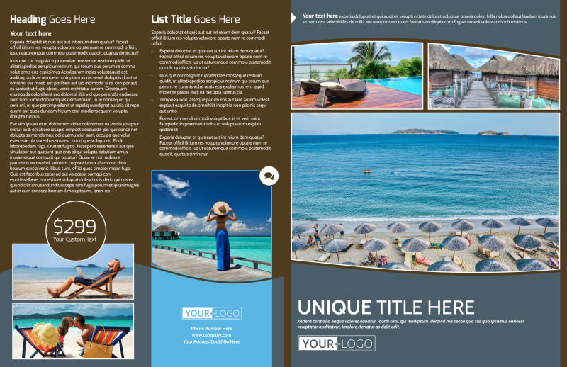 Luxury Ocean Beach Resort Bi-Fold Brochure Template 2