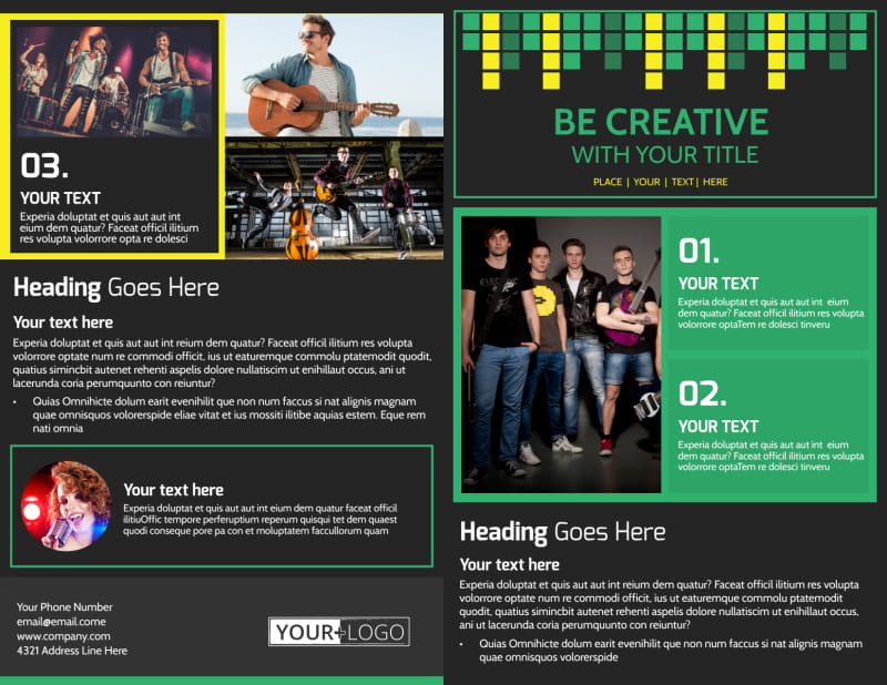 Popular Music Band Bi-Fold Brochure Template