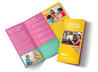 Fun Daycare Service Tri-Fold Brochure Template preview