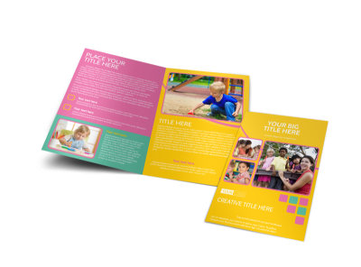 Fun Daycare Service Bi-Fold Brochure Template preview
