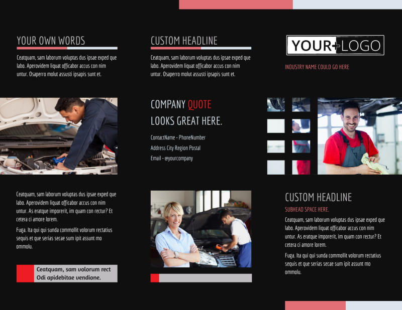 Car Repair Tri-Fold Brochure Template