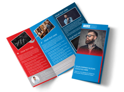 Downtown Barber Shop Tri-Fold Brochure Template preview