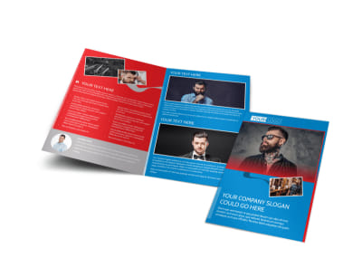 Downtown Barber Shop Bi-Fold Brochure Template preview