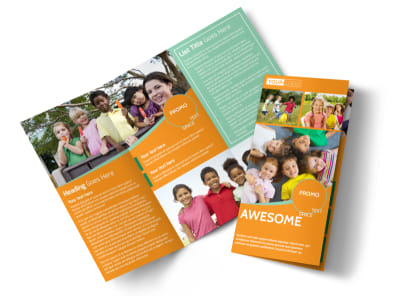 Kids Christian Child Care Tri-Fold Brochure Template preview