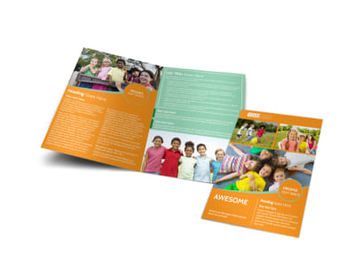 Kids Christian Child Care Bi-Fold Brochure Template preview