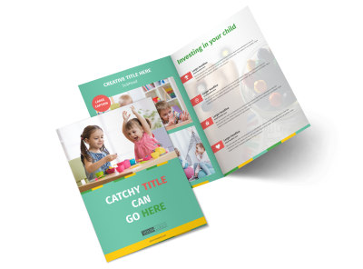 Happy Daycare Bi-Fold Brochure Template preview