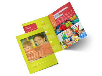 Preschool Childcare Program Bi-Fold Brochure Template preview