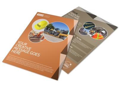 Construction Equipment Supplier Flyer Template preview