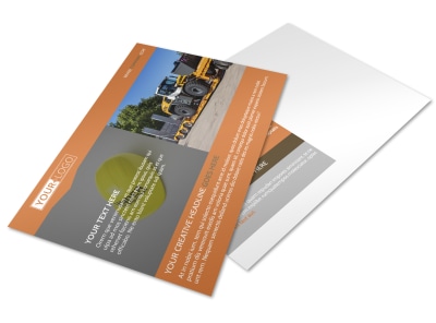 Construction Equipment Supplier Postcard Template preview