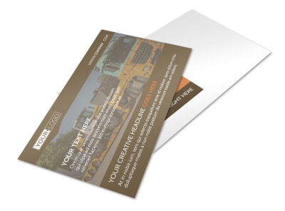 Construction Equipment Supplier Postcard Template preview