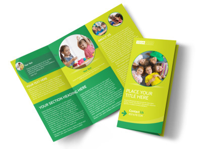 Child Care Learning Center Tri-Fold Brochure Template preview