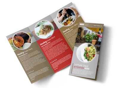 Al Dente Restaurant Tri-Fold Brochure Template preview
