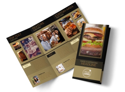 Bar & Grill Tri-Fold Brochure Template preview
