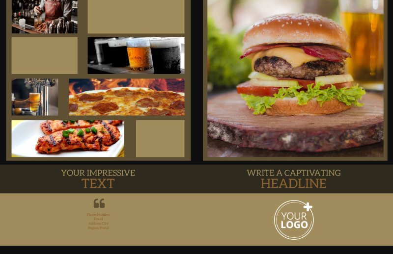 Bar & Grill Bi-Fold Brochure Template
