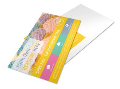 Sweet Cupcake Shop Postcard Template preview