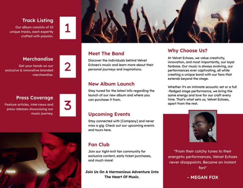 Music Band Tri-Fold Brochure Template