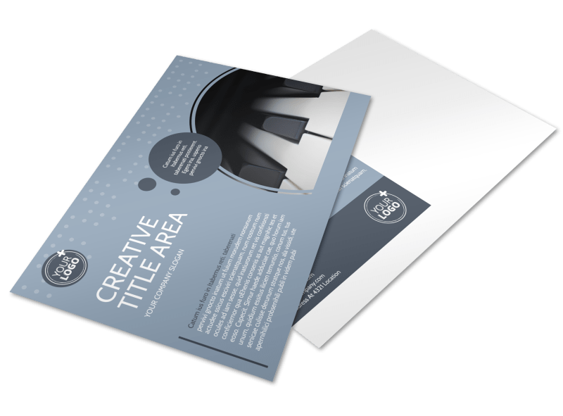 piano studio postcard template piano business card