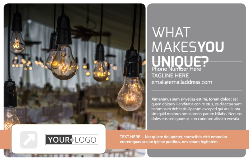 Wedding & Formal Events Center Postcard Template