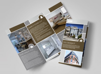 Modern Townhome Rentals Tri-Fold Brochure Template preview