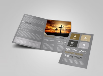 Church Informational Bi-Fold Brochure Template preview