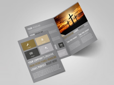 Church Informational Bi-Fold Brochure Template preview