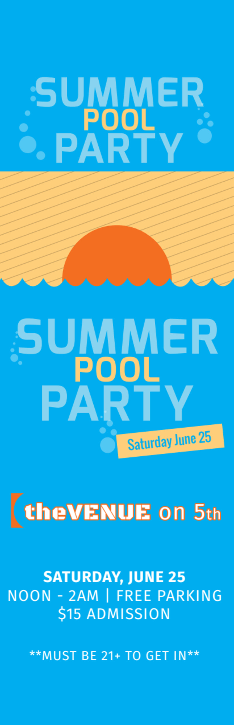 Summer Pool Party Ticket Template 2