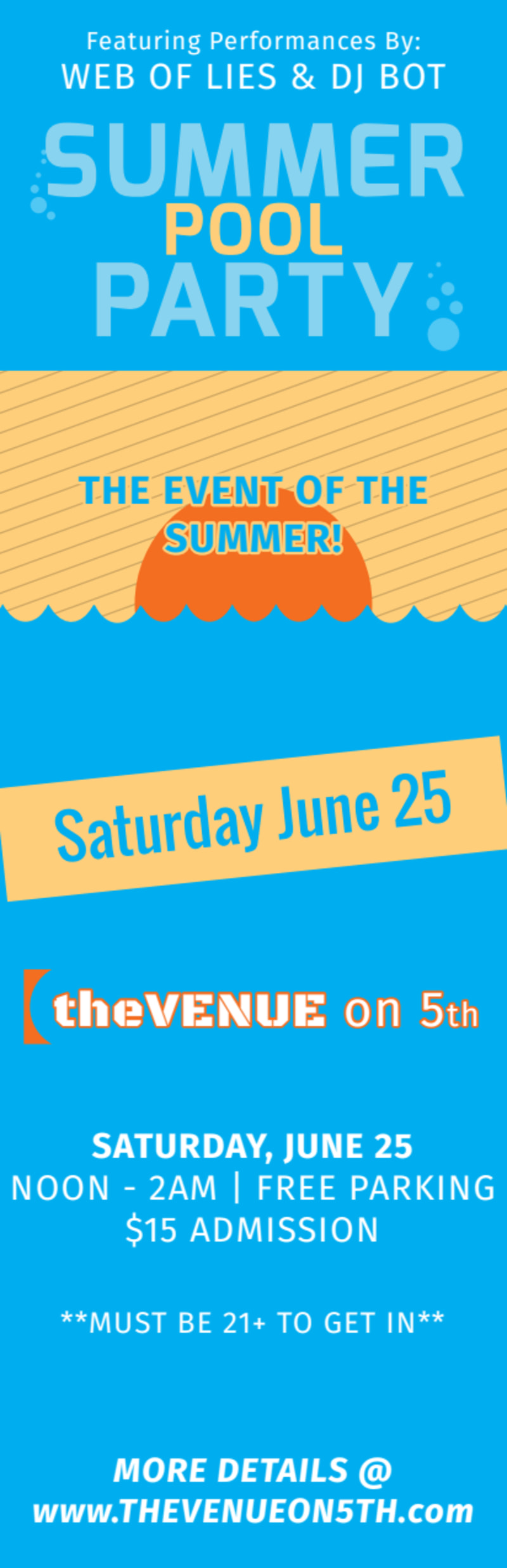 Summer Pool Party Ticket Template 2