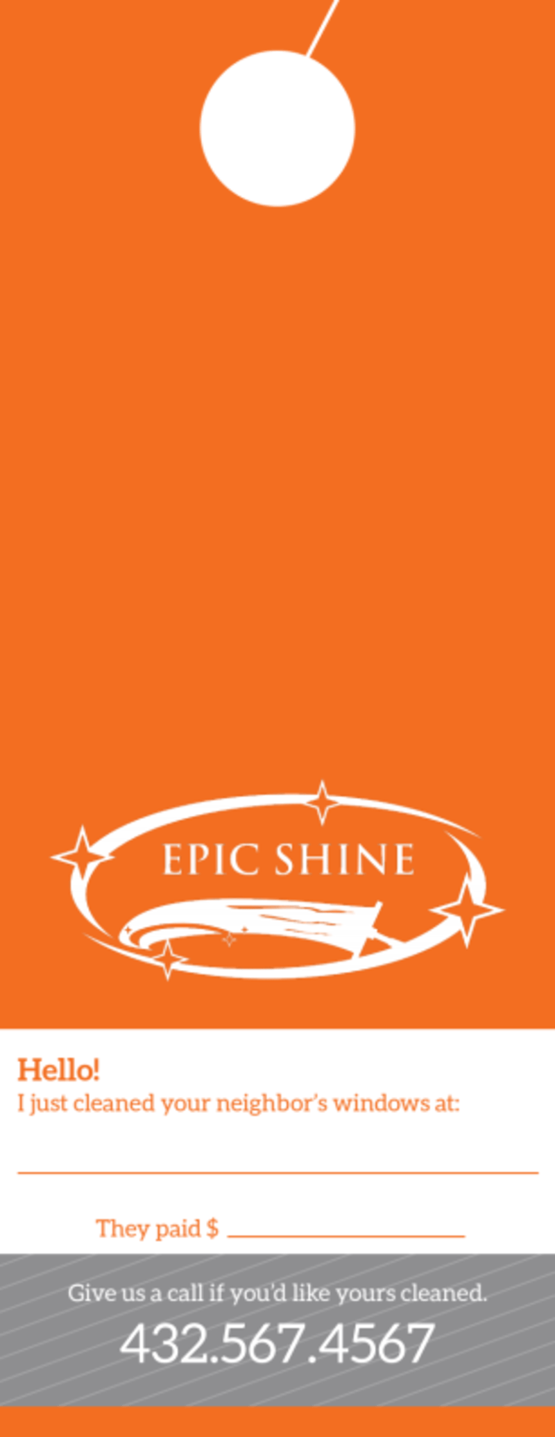 Epic Shine Window Cleaning Door Hanger Template