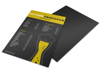 Uptown Brewpub Beer Menu Flyer Template preview