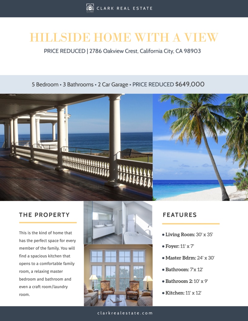 Hillside Real Estate Price Reduced Flyer Template