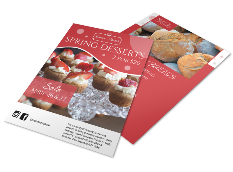 Spring Desserts Seasonal Sale Bakery Flyer Template