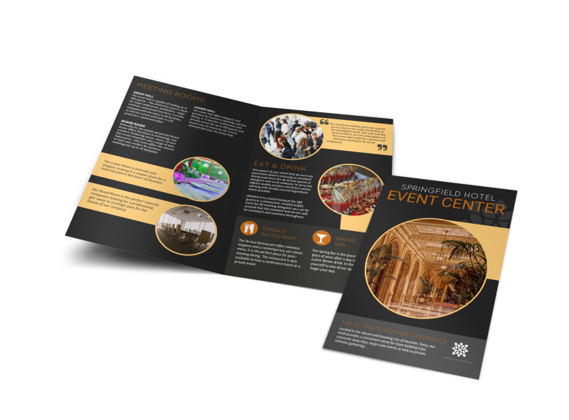 springfield hotel event center bi fold brochure template