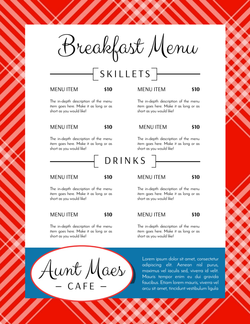 Classic Breakfast Diner Menu Template MyCreativeShop