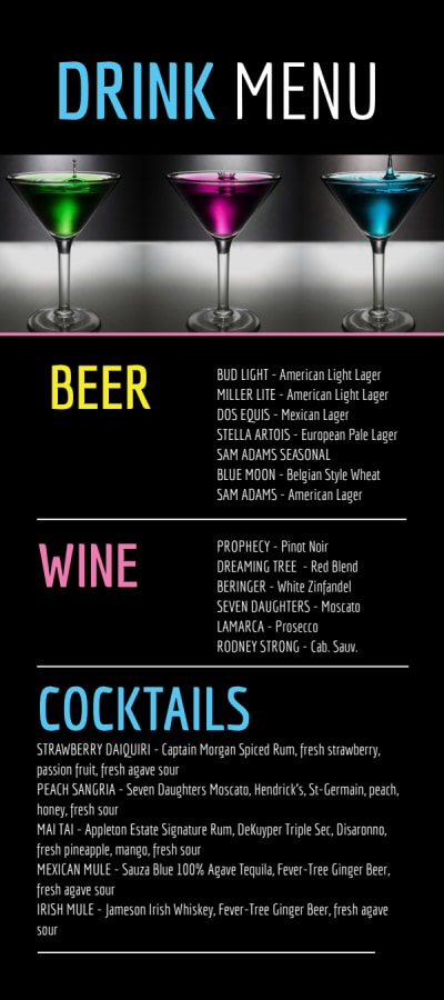 Nightclub Drink Menu Template MyCreativeShop