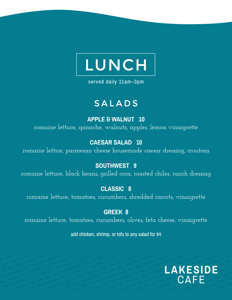 Lakeside Lunch Menu Template