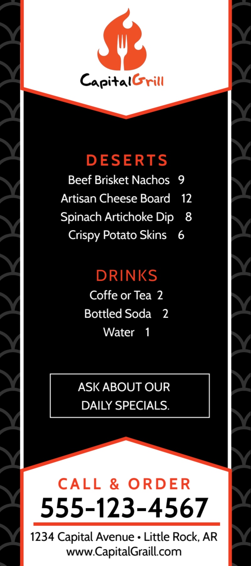 Take Out Menu Template