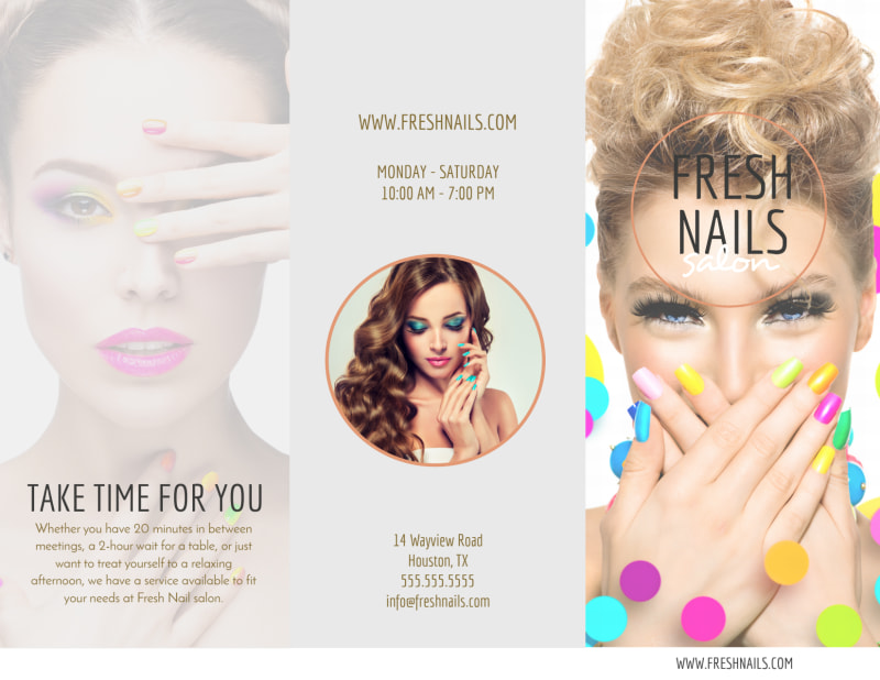 Fresh Nail Salon Price List Tri-Fold Brochure Template