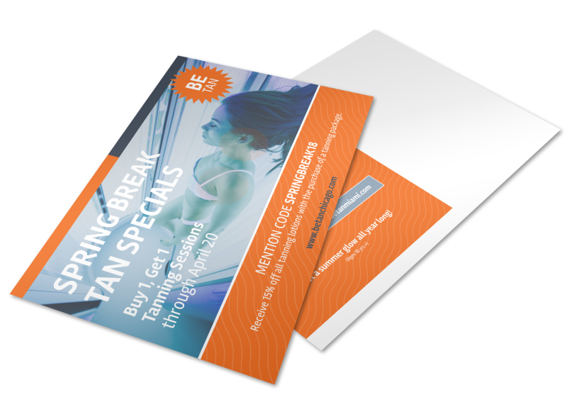 Spring Break Specials Tanning Salon Postcard Template