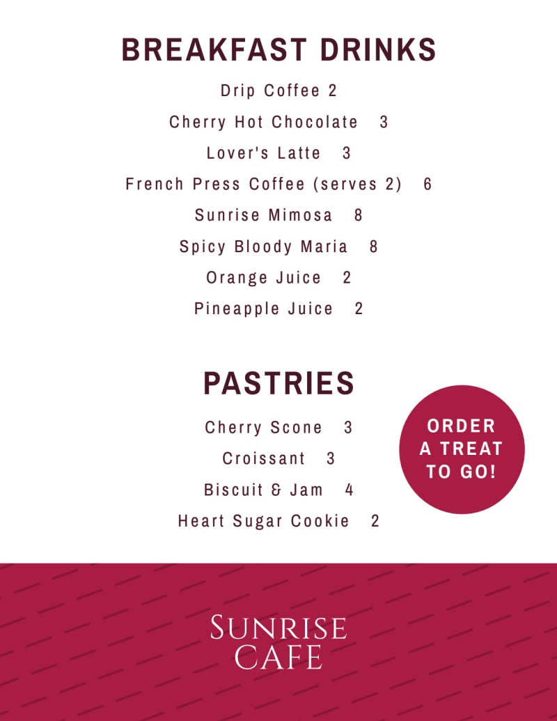 Valentine's Day Brunch Menu Template