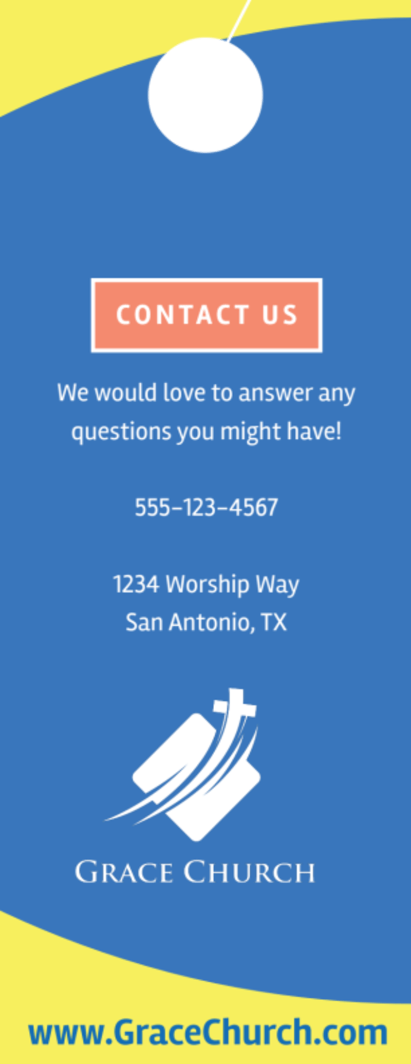 Blue Church Invitation Door Hanger Template | MyCreativeShop